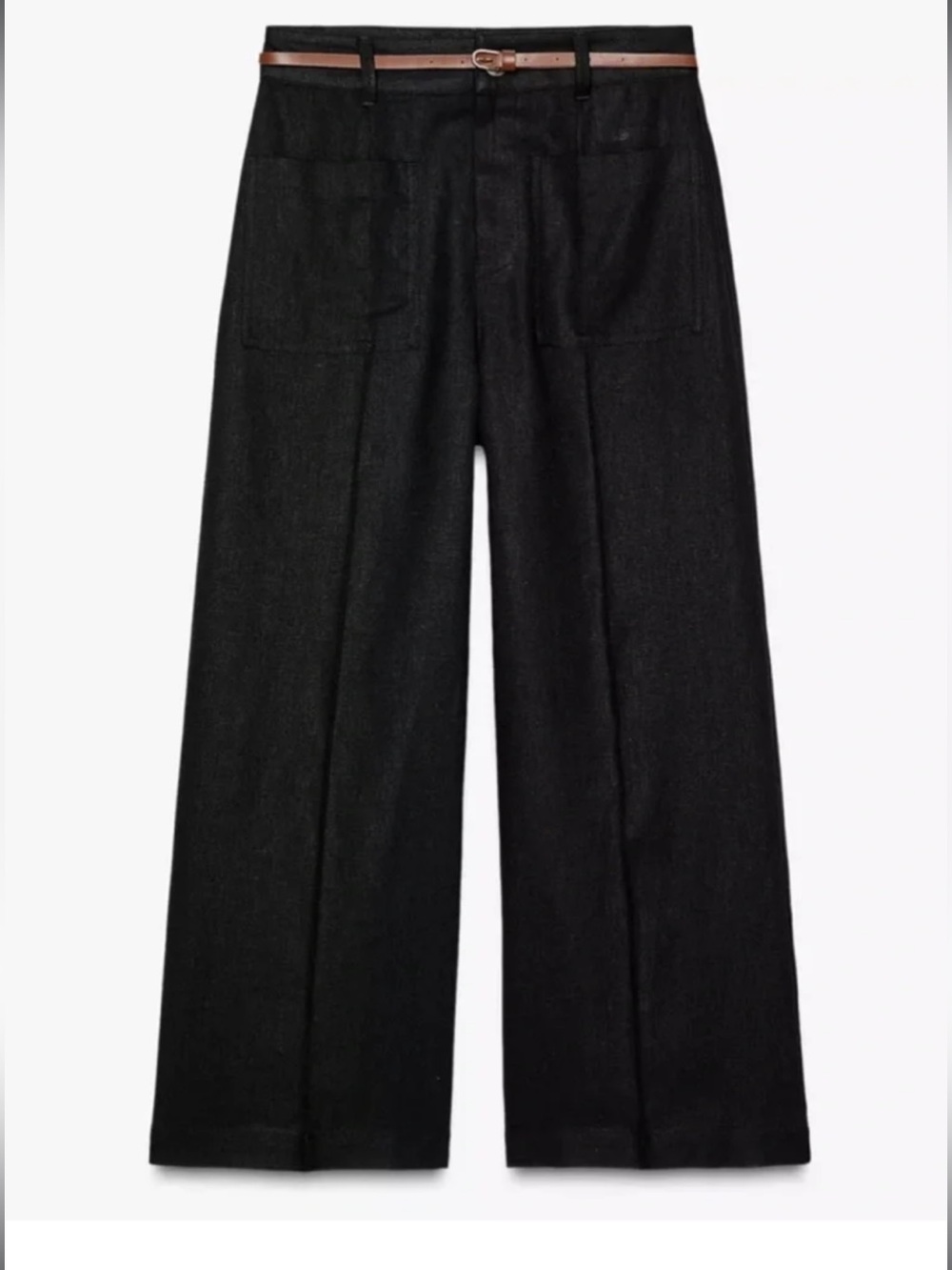NWT Zara 100% Linen Wide Leg Culottes Pants Size L - Picture 3 of 8